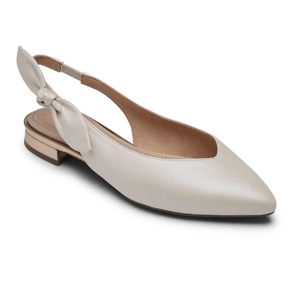 Slingback Rockport Mujer Mexico - Total Motion Zuly Bow Blancos - SOVGF5064